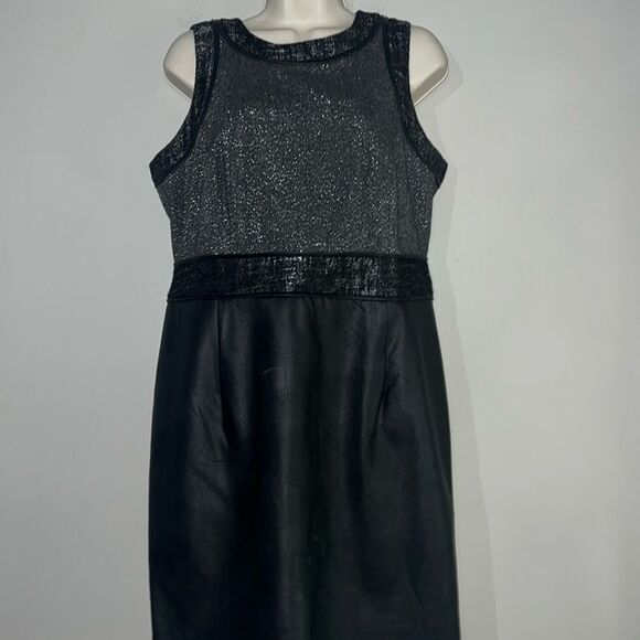 Michael Kors Faux Leather Black Gray Dress 8 - Picture 1 of 8